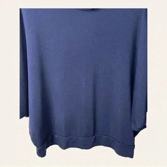 0422W. Lou&grey‎ FOR LOFT PONCHO STYLE MOCK NECKLINE TOP NAVY BLUE SIZE MEDIUM - Picture 5 of 11
